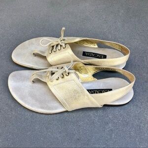 ESCADA thong gold metallic leather sandals sz 6.5